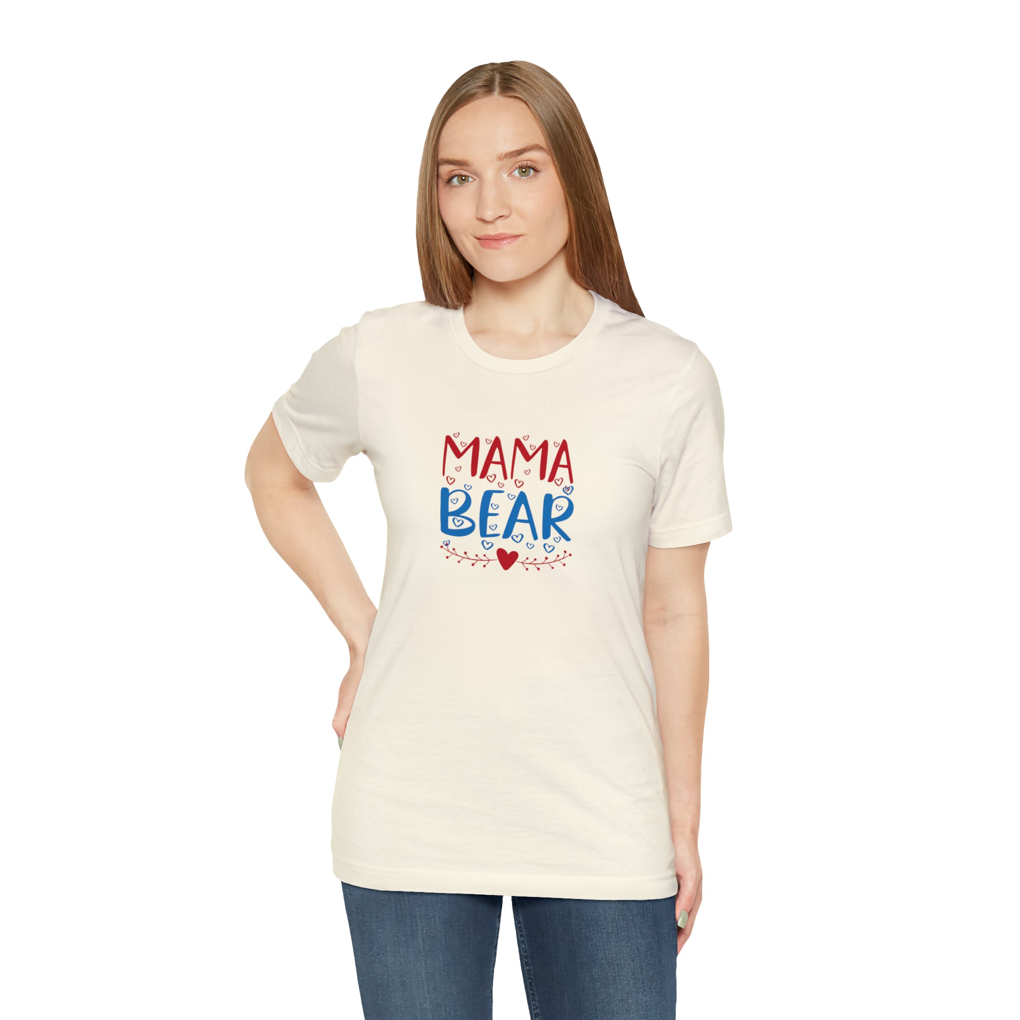 Mama Bear Shirt with Red and Blue Hearts